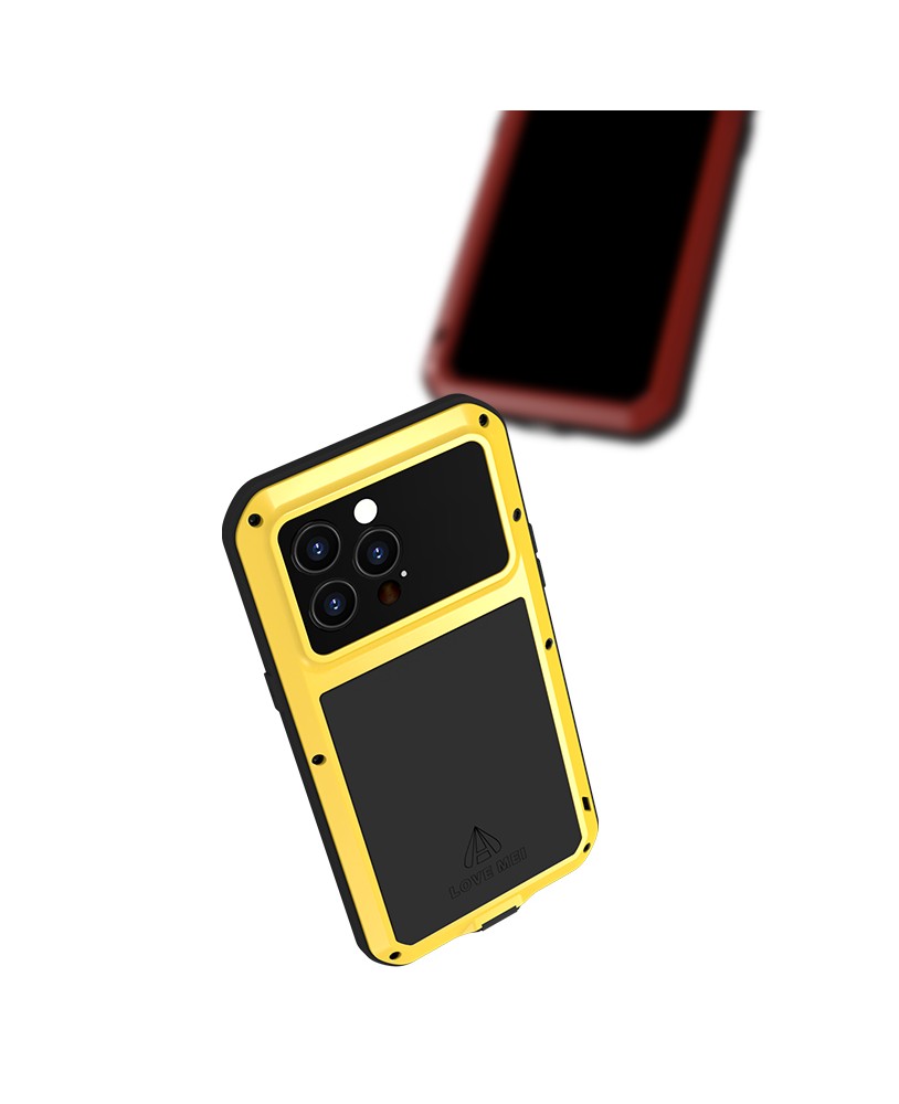 Coque Anti-choc Et étanche IPhone 16 – LOVE MEI – Noir – Intégrale Avec Sangle – Fabriquée En France